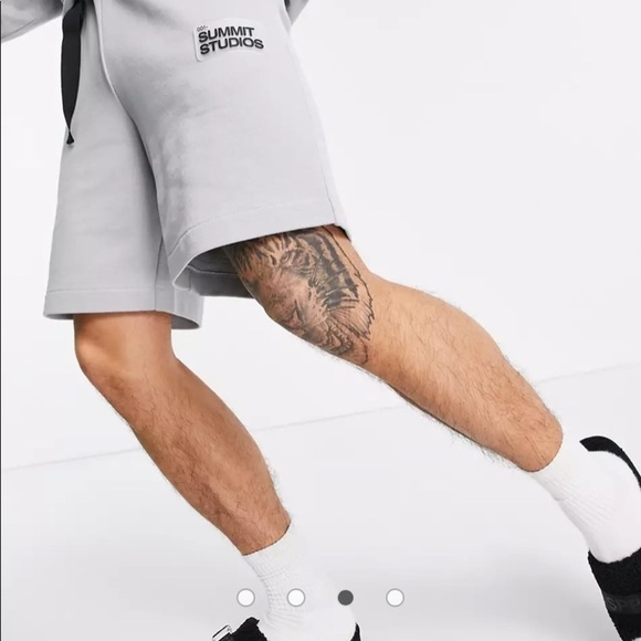 Asos‎ Design Set Oversized Jersey Shorts With Belt Gray Sz S NWT - Picture 1 of 11
